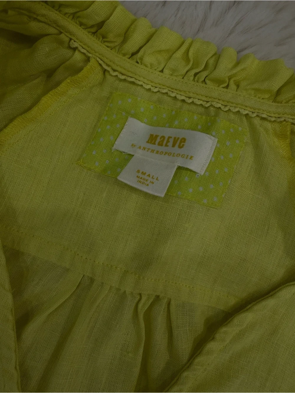 Anthropologie Maeve Linen Pale Yellow Button-Front V-Neck Blouse - Picture 7 of 10